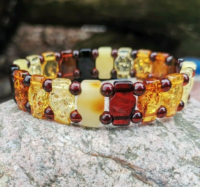 Bracelet Ambre Naturel Bracelet Élastique Ambre Baltique pour Femme...