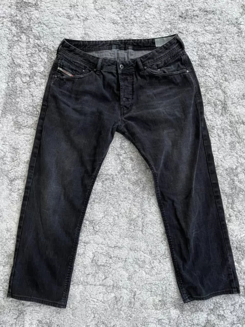 Diesel Industry Jeans Mens 34x32 Black Belther-R Button Fly Slim Tapered Denim