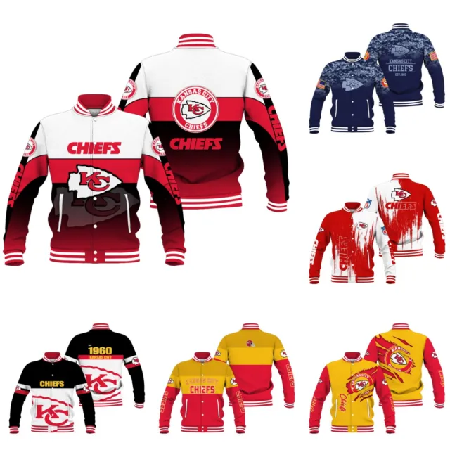 Kansas City Chiefs Varsity Jacket Letterman Bomber Jacket Button Down Coat Gifts