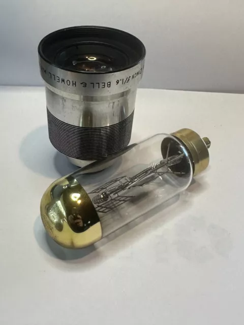 Vintage Bell & Howell 16mm Projector Lens 2 Inch f/1.6 USA + Projector Bulb