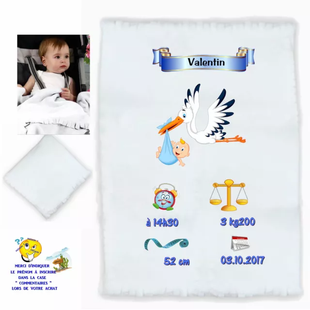 plaid bébé personnalisé cadeau naissance prenom texte choix réf 04