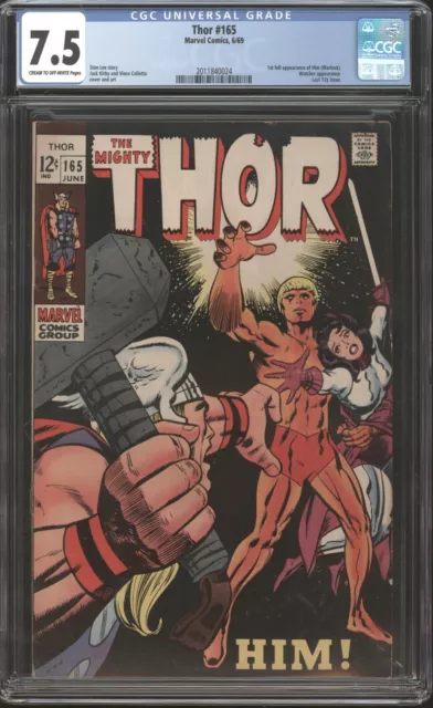 Thor #165 Marvel 1969 CGC 7.5 VF- 1st full Him app. (Adam Warlock) MCU Kirby