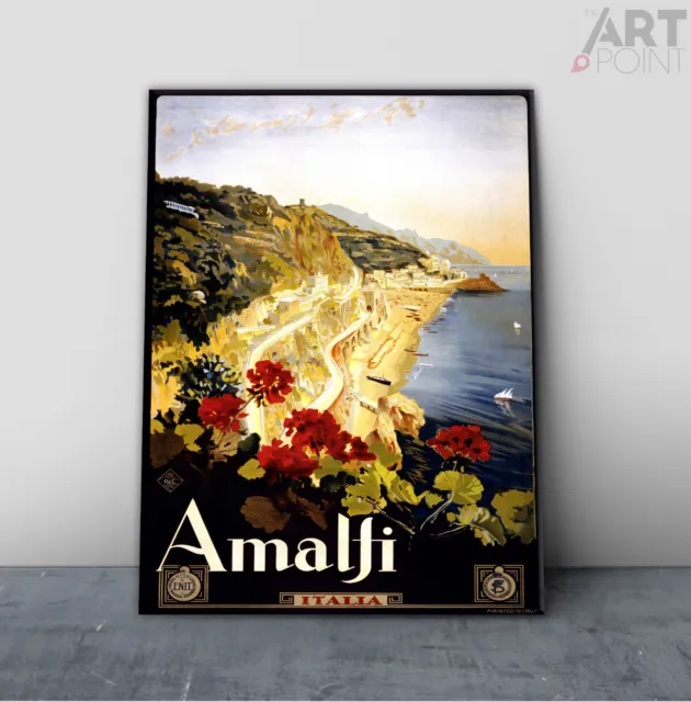 Vintage Art Deco Style Italy Amalfi Framed Canvas or Unframed Art Print