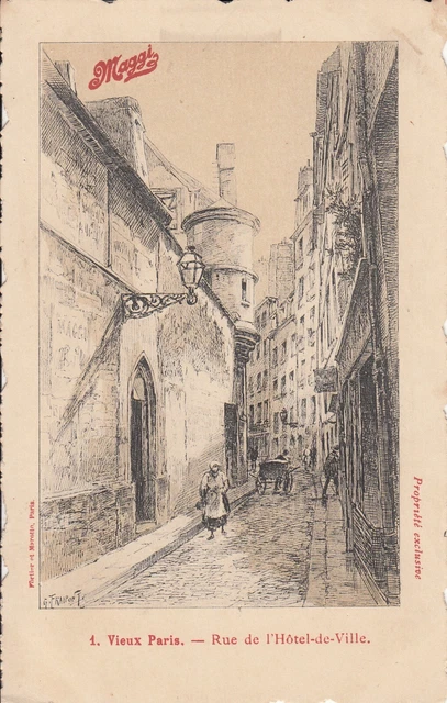CPA ed. MAGGI Vieux PARIS Rue de l'Hotel-de-Ville