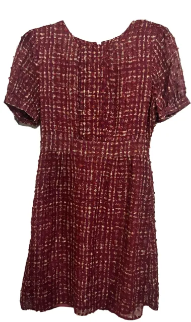 J Crew Fuschia  & White Patterned Dress, Six 6, Silk And Cotton Blend