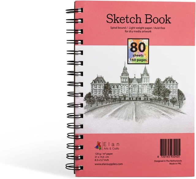 Carnet de Croquis A5, 80 Feuilles 120gsm Papier Lisse Cahier Reliure Spirale