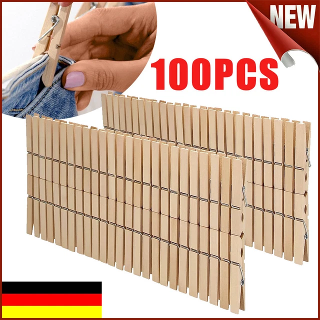 100stk Wäscheklammern BIRKENHOLZ Klammern Holzklammern Wäsche Holzwäscheklammern