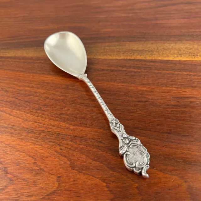 German 800 Silver Fig Bowl Serving Spoon Spider In The Web 19Thc No Monogram