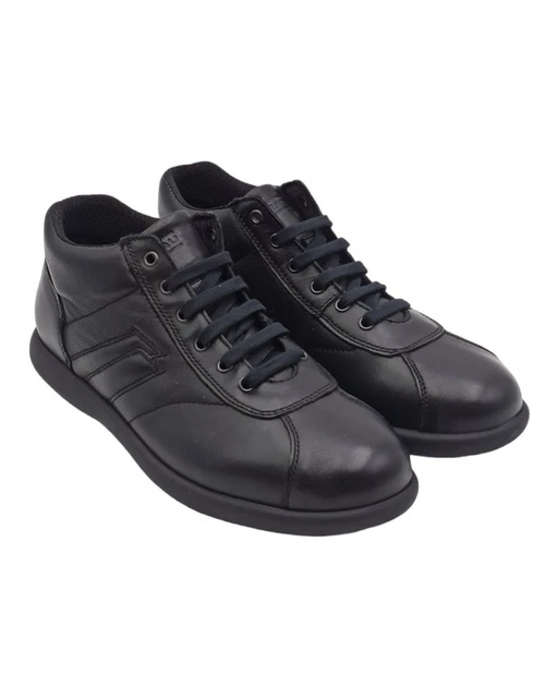 Frau scarpe uomo polacchino sporty high in pelle NERO 40 41 42 43 44 45