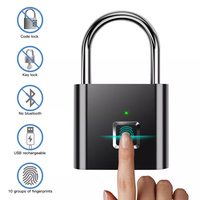 Hot Smart fingerprint door lock keyless anti-theft security padlock USB charging