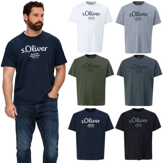 S.OLIVER Herren T-Shirt Übergrößen XXL 3XL 4XL 5XL Rundhals 100% Baumwolle Logo