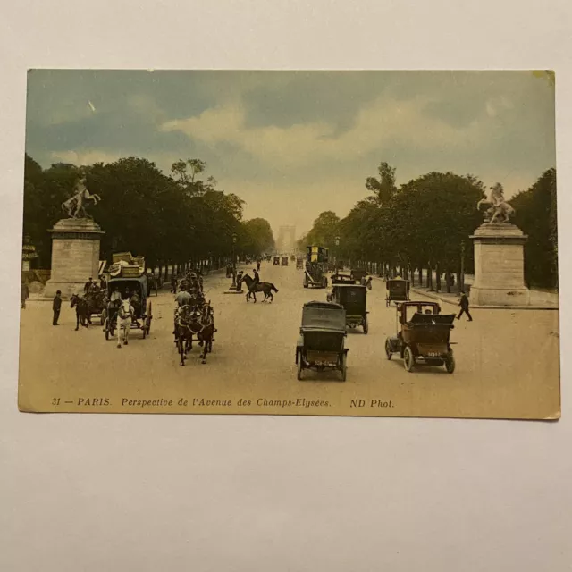 VTG Postcard Perspective Del L'Avenue Des Champs Elysees Paris France