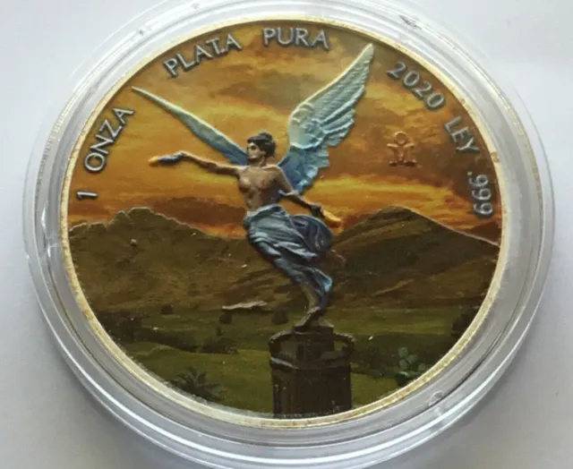 2020 Mexican Libertad 1 oz 999 Silver Coin Coloured SUMMER Scene RARE