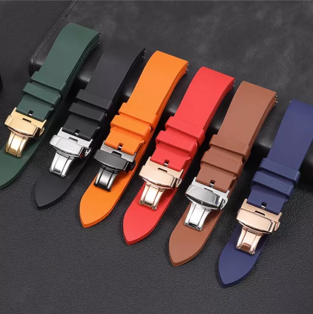 18 19 20-24mm Quick Release Silicone Watch Band Strap Bracelet Butterfly Clasp