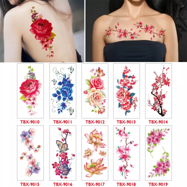 Pecho rojo rosa encaje tatuaje temporal pegatina falsa brazo pierna espalda Wr,