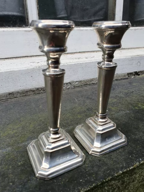 Vintage Pair Solid Silver Sterling 925 Birmingham 1996 Millington Candlesticks