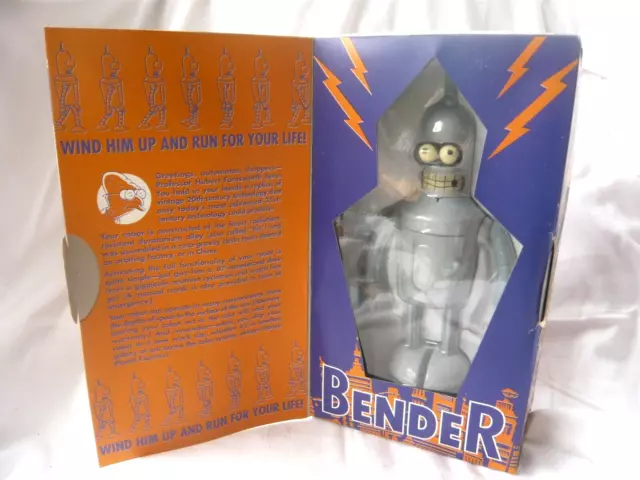 2000 Futurama BENDER Tinplate Clockwork Robot Figure 21cms BOXED