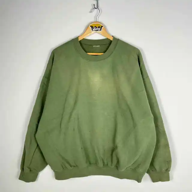 Vintage Faded Blank Green Sweatshirt XXL
