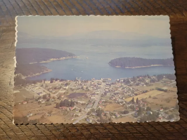 Postcard WA Washington Friday Harbor San Juan County Aerial View