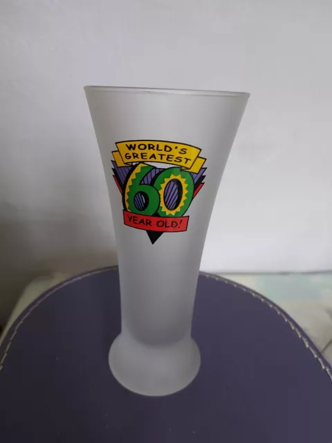 60 Years Old Birthday Beer Frosted Glass 7in 17cm Half Pint British