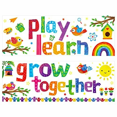Classroom Banner Poster, 2 PCS Colorful Bulletin Board Decoration Motivational