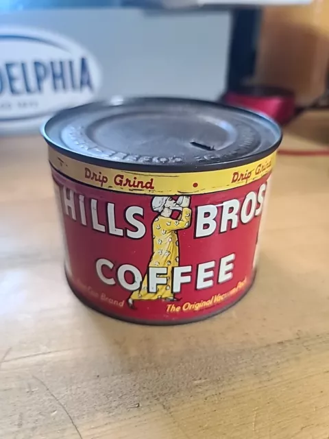 Vintage Hills Bros Coffee 1/2 Pound Red Can Brand Drip Grind Advertising Tin