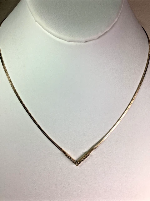 Classic AVON Gold Tone Rhinestone Collar Necklace Bib Choker Chevron    NN37