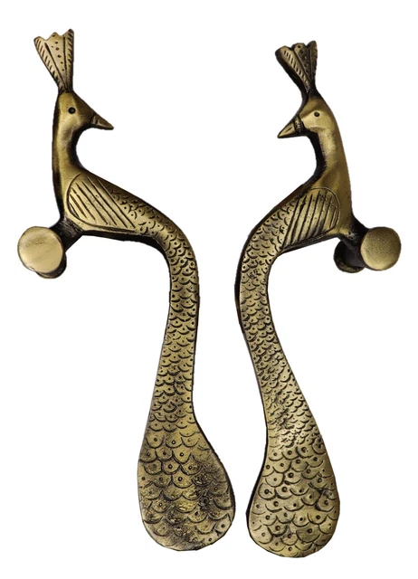 Peacock Shape Victorian Antique Repro Handcrafted Brass Door Handle Home Decor