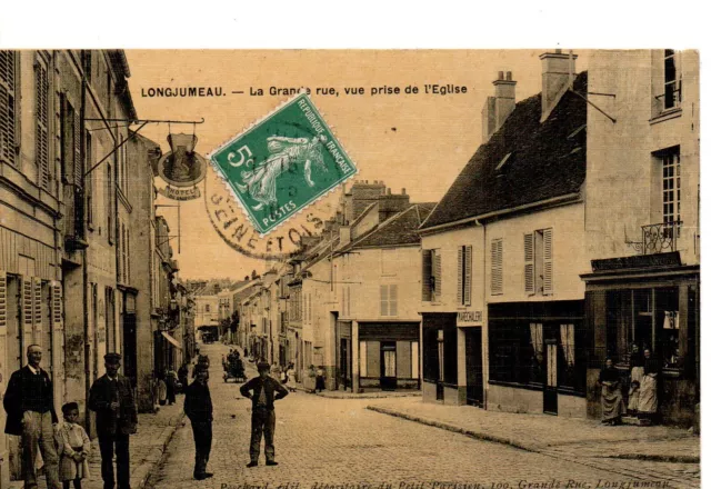 CPA de Longjumeau (91 Essonne), La Grande Rue, animée, années 1900
