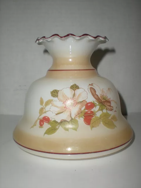 Lamp Shade Tan Opalescent Milk Glass Student Ruffle Top GWTW 3 1/4" Fitter