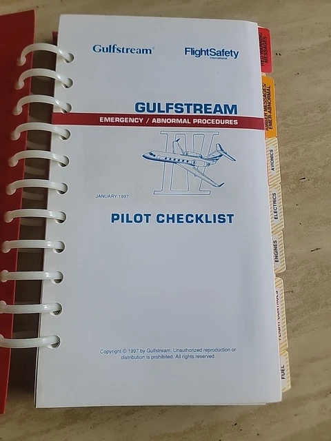 GULFSTREAM V EMERGENCY/ABNORMAL Procedures Pilot's Checklist. GV $56.07 ...