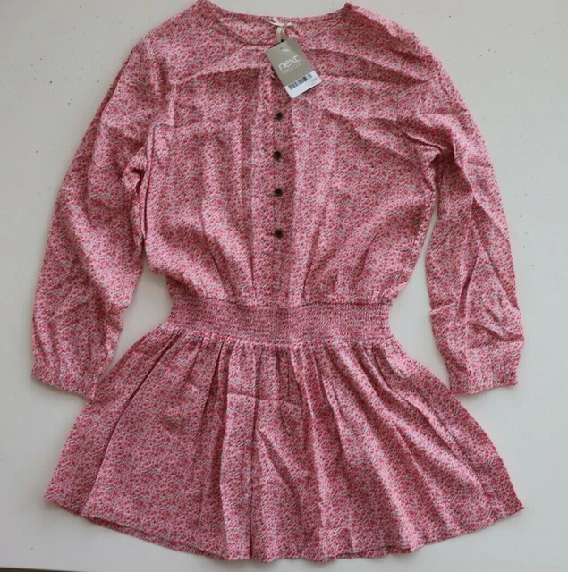 Next - Red Ditsy Floral Print Long Sleeve Dress - Girls 9 Years - New