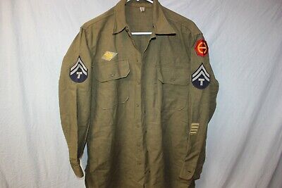 Genuine US Military Issue WW2 WWII Wool Field Shirt with Patches      3