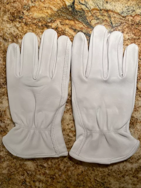 6 Pairs - G-TUF Premium 100% Full Grain Cowhide  Work Gloves-Off White 3