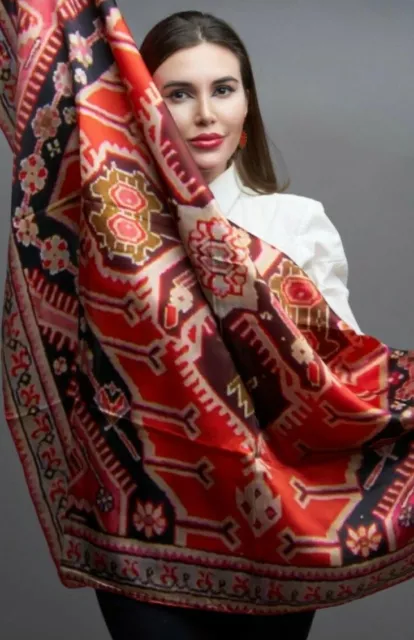 Ethnic Scarf Oriental Shawl Silk Paisley Handmade Organic 100% PURE SILK Gift