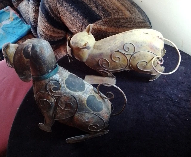 Perro Y Gato.2 Figuras De Hojalata Años 80