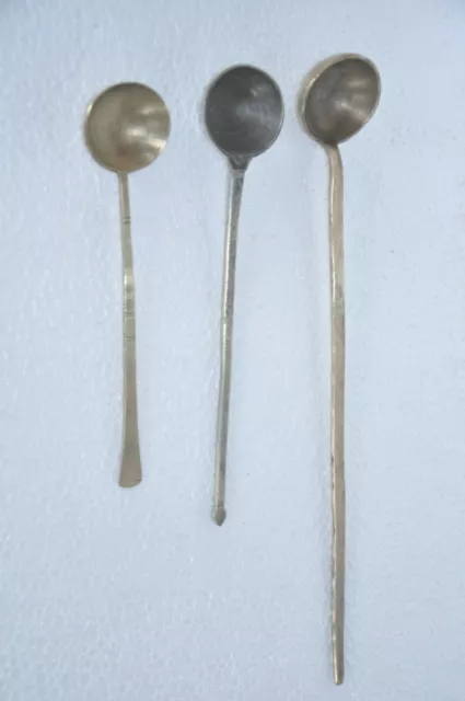 3PC Vintage Latón Hecho a Mano Maciza Utensilios/Cucharas