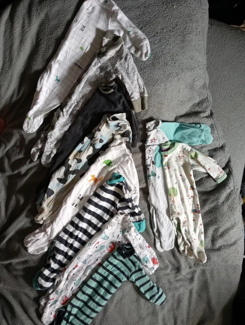 baby boy 0 3 months sleepsuits bundle