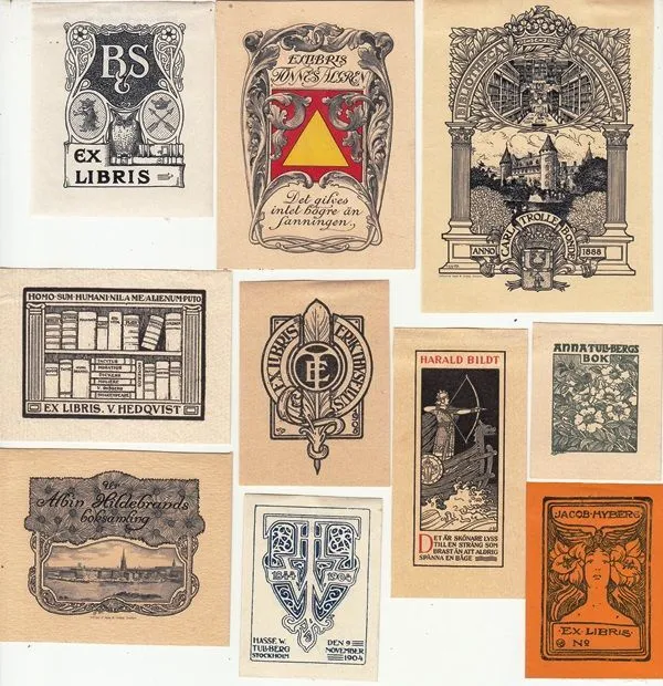10 Exlibris Bookplate Klischees Lydia Skottsberg 1877-1948 Konvolut Lot 1