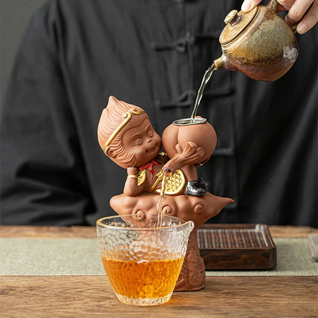 Tea Set Creative Filter Screen Monkey Statue Purple Clay Tea Pet Glass Pot China