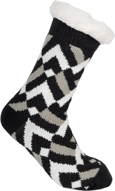 Chaussettes ABS Antidérapantes StyleBREAKER - Motif Animalier (zèbre/vache) - Taille Unique 35-42 - Doublure Polaire Chaude - 5