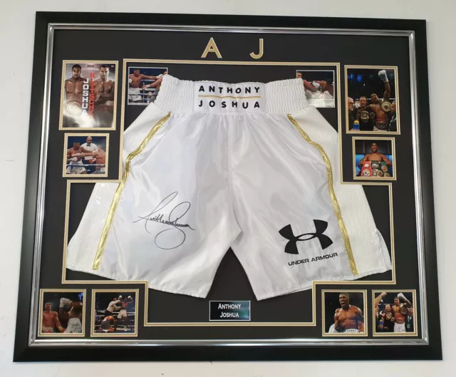 Neu Anthony Joshua Unterzeichnet Shorts Turnhose Signiert Anzeige