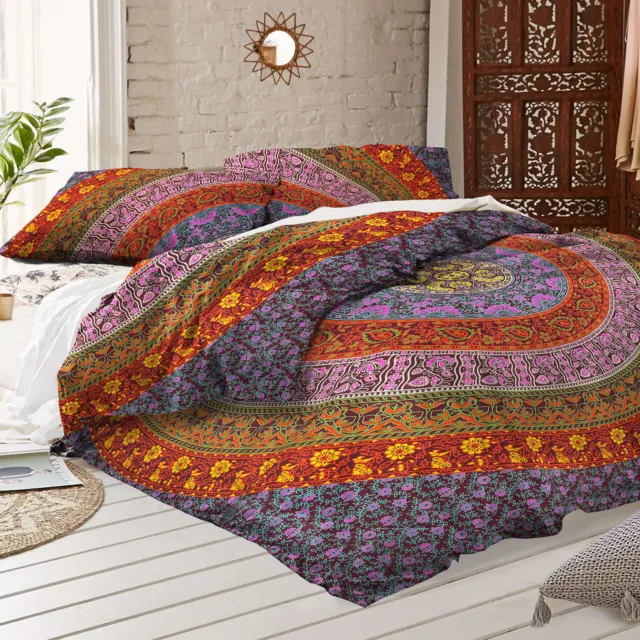 Indisches Mandala Tagesdecke Bettdecke Hippie Bohemian Queen Größe Bettlaken Bed