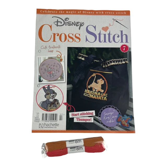 DISNEY CROSS STITCH Magazine Issues 7 Hachette Partworks with threads