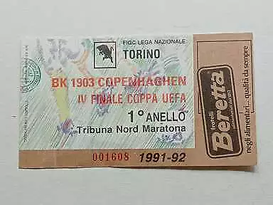 Biglietto Calcio stadio TORINO - BK 1903 COPENHAGHEN Finale Coppa Uefa 1991