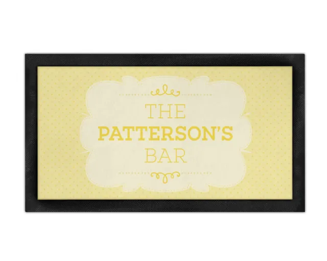 Personalised Any Surname's Bar Yellow Bar Runner Mat Garden Home Cave Pub Tiki