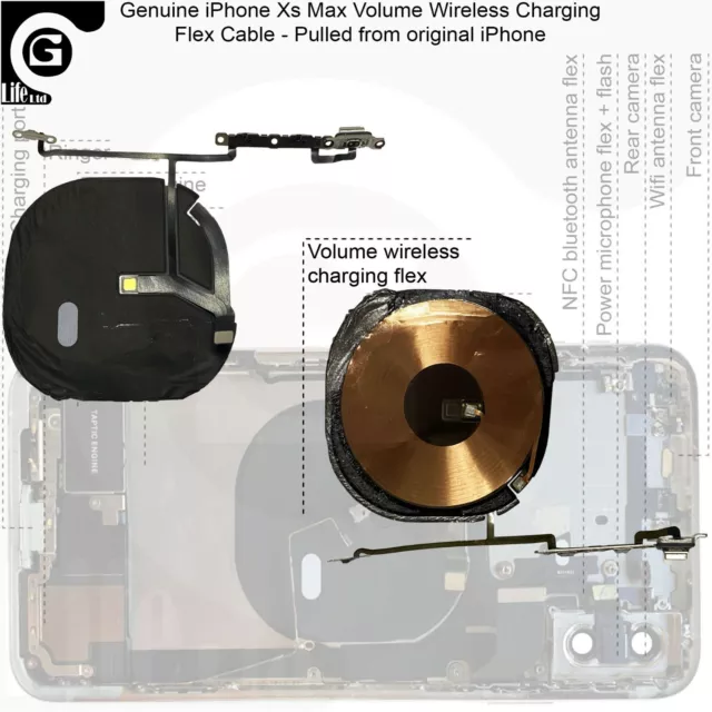 Apple iPhone XS Max Volume Wireless Charging Antenna Coil Flex Cable Genuine