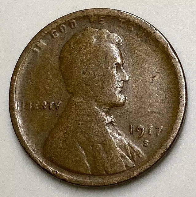 1917-S USA Lincoln Head One Penny - 1917 S Small US Wheat 1 Cent - FFF