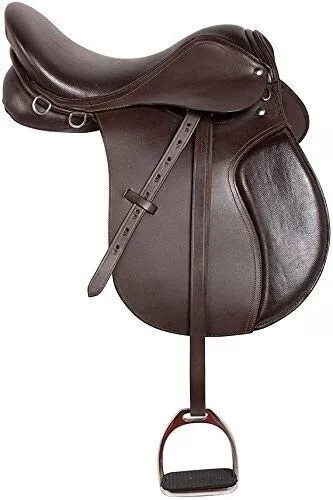 STG Silla de Caballo Australiana de Cuero Genuino Marrón para Montar a...