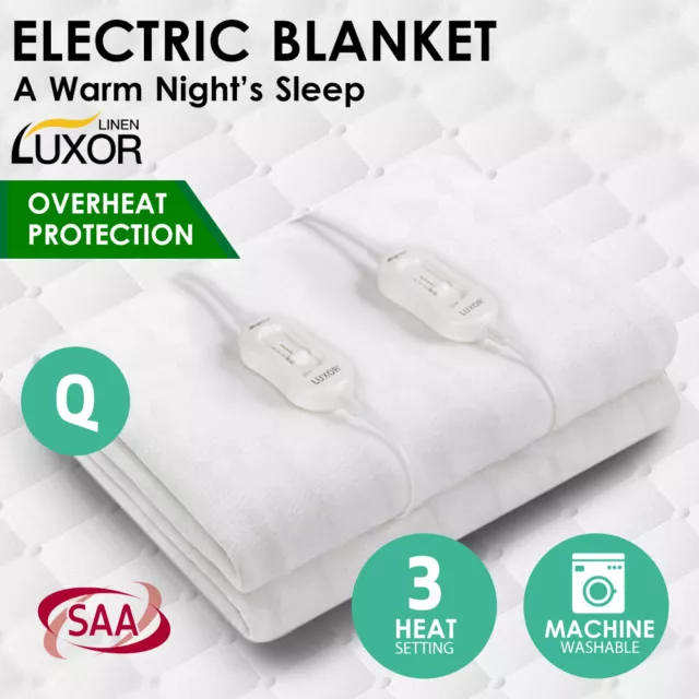 Luxor Fully Fitted Electric Blanket Heated Pad Winter Underlay - Queen